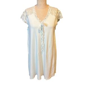 Verena Gown Small Baby Blue Cotton Lace Cottage Core Lounge Sleepwear USA
